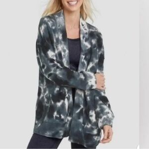 JoyLab French Terry Tie Dye Soft Cozy Open Front Cardigan Women's Size XS NWT
